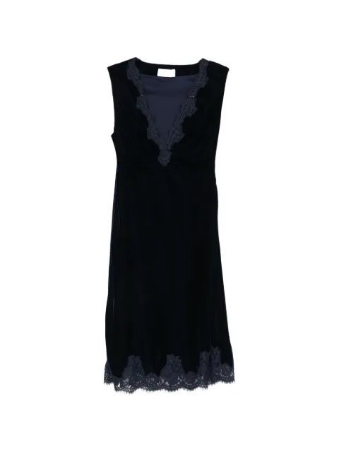 ERMANNO FIRENZE lace-trim velvet midi dress