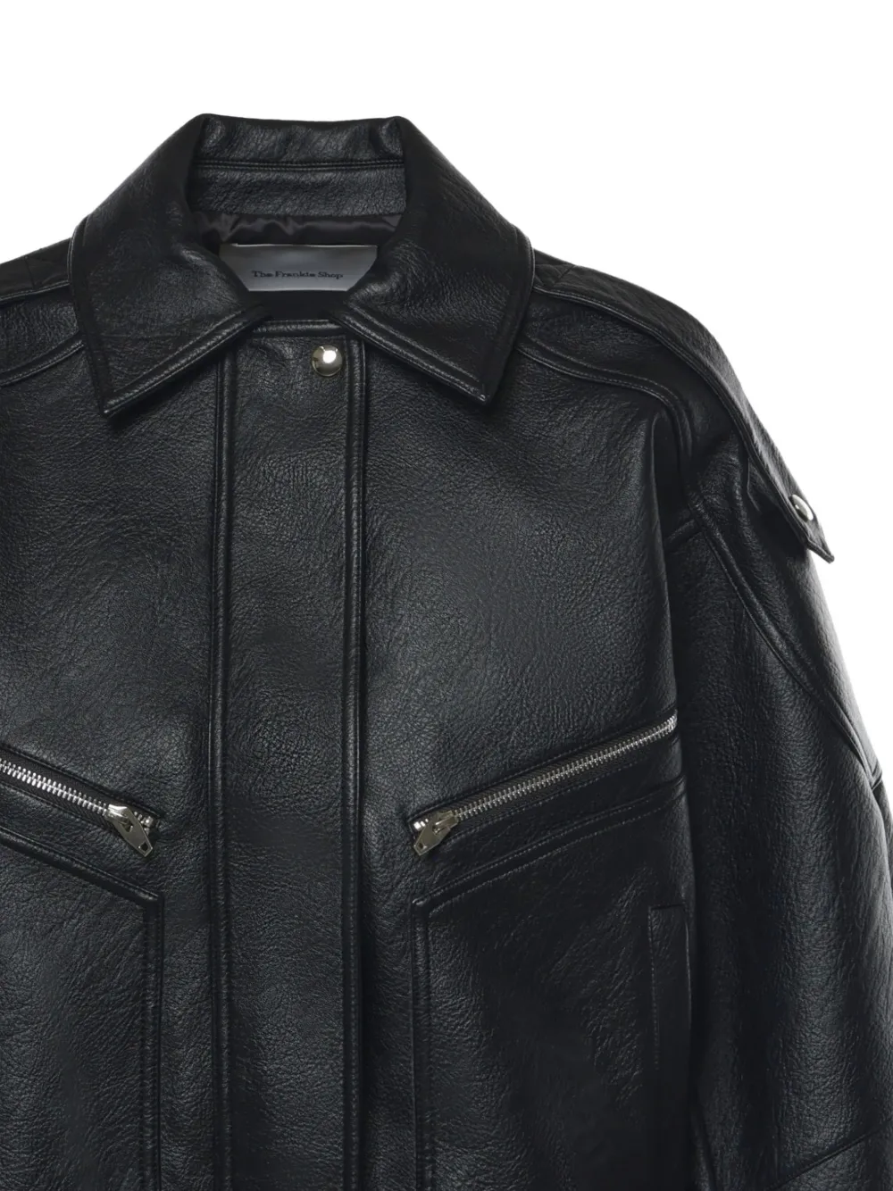 The Frankie Shop Hudson jack van imitatieleer met rits Zwart