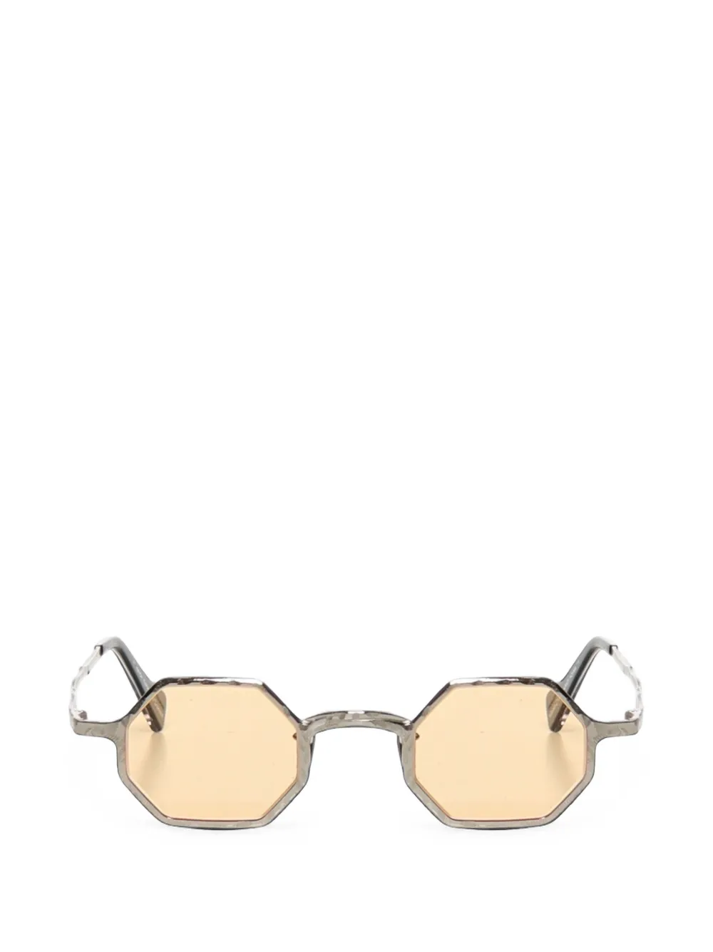 Kuboraum Z19 geometric-frame hammered sunglasses - Argento