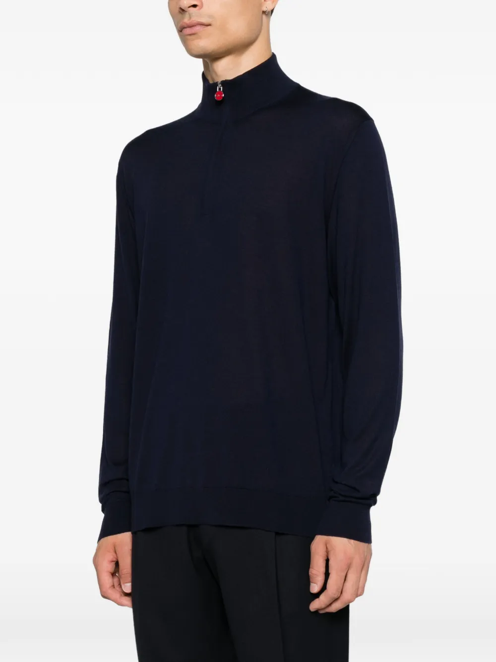 Kiton Trui met opstaande hals en kwartrits Blauw