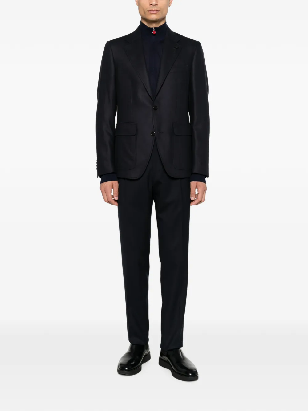 Kiton Trui met opstaande hals en kwartrits Blauw