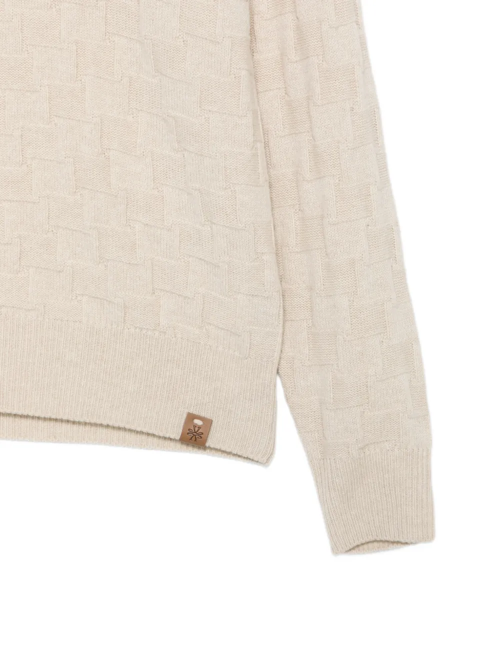 Jacob Cohën Geweven poloshirt met lange mouwen Beige
