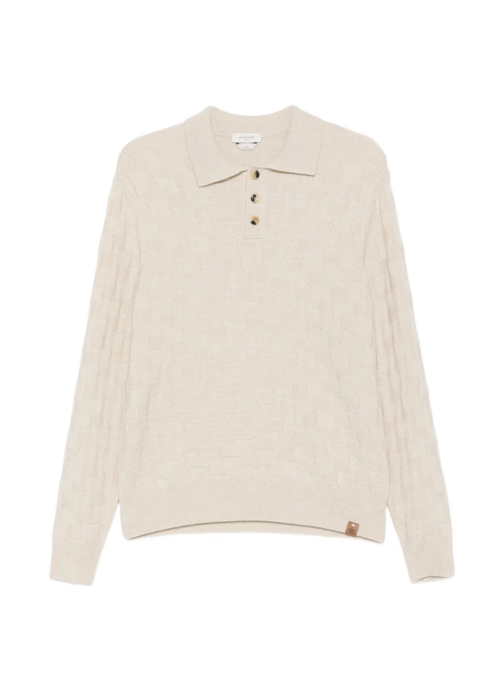 Jacob Cohën basket-weave long-sleeve polo shirt - Toni neutri