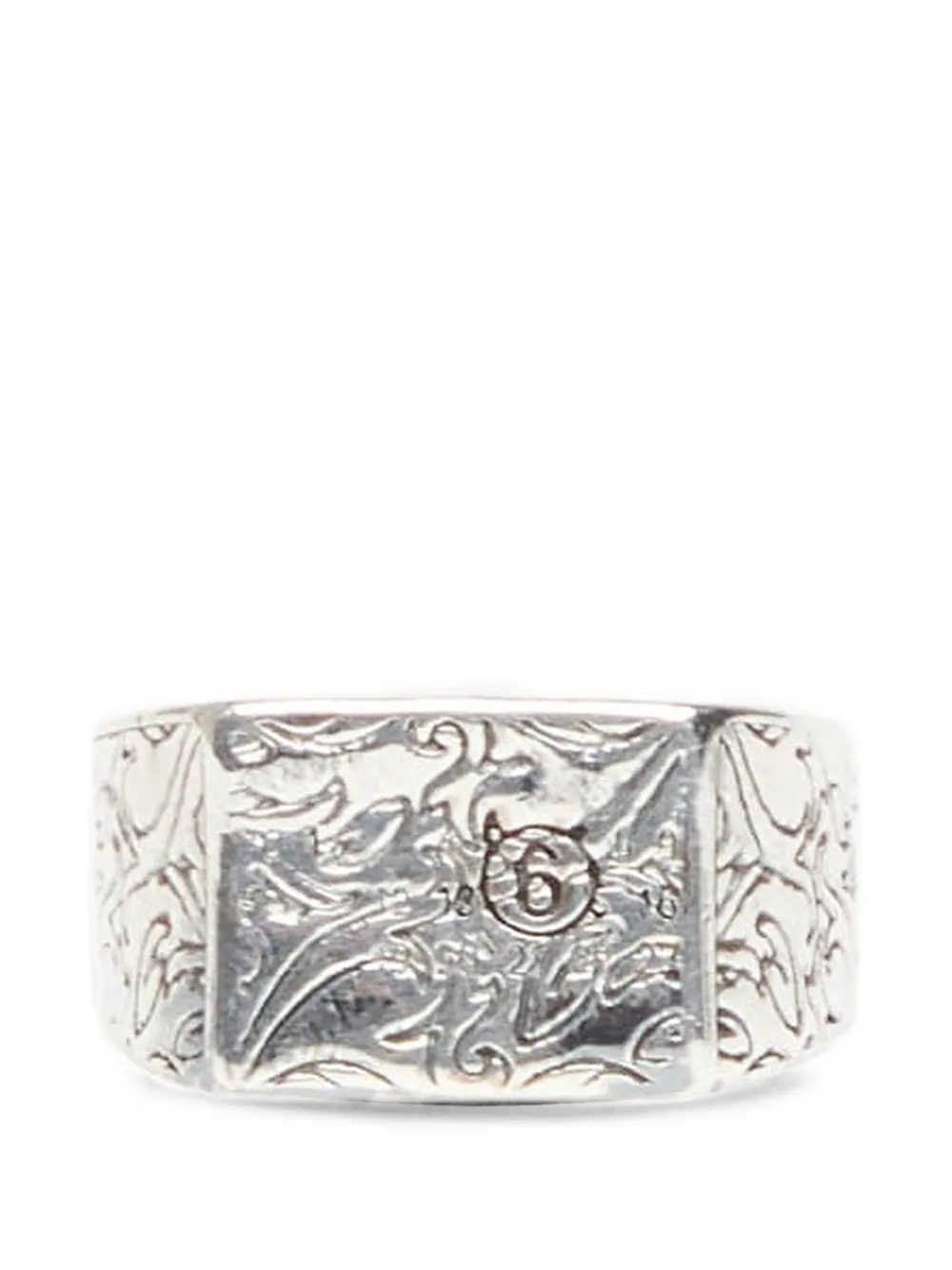 MM6 Maison Margiela engraved signet ring - Argento