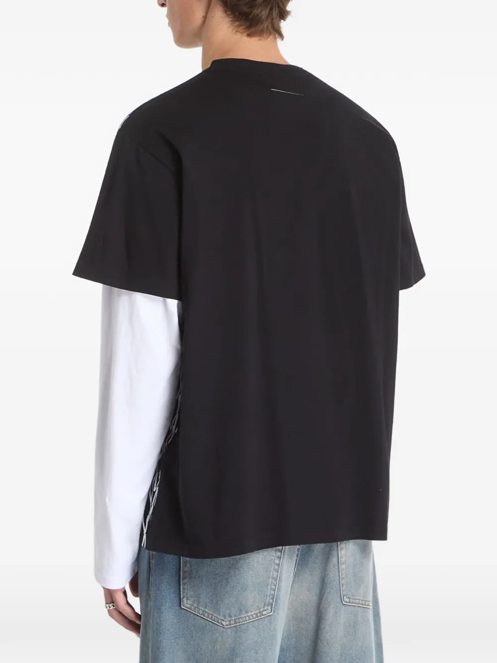MM6 Maison Margiela logo-print layered T-shirt Zwart