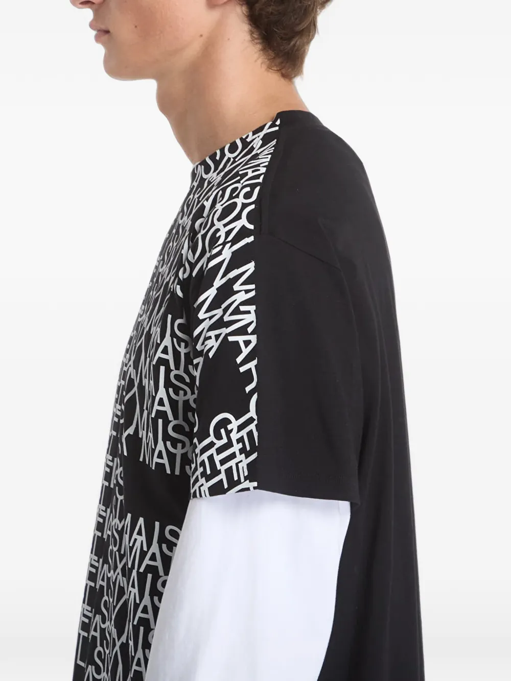 MM6 Maison Margiela logo-print layered T-shirt Zwart