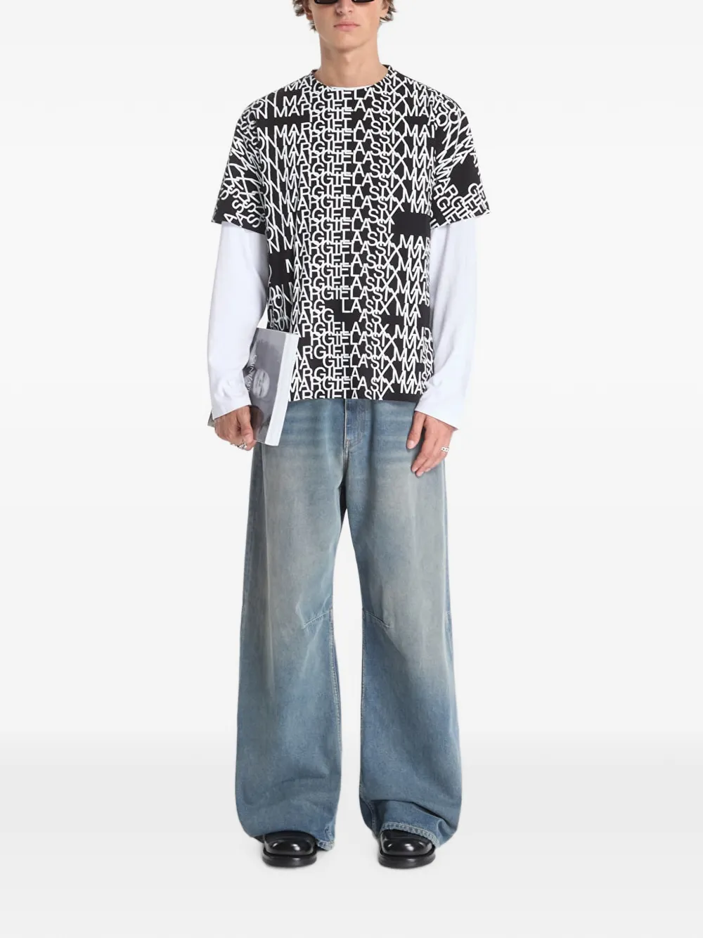 MM6 Maison Margiela logo-print layered T-shirt - Nero