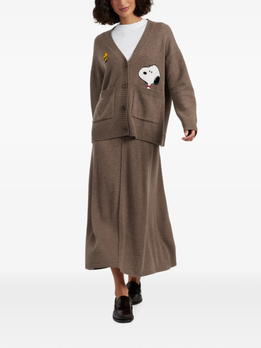 Chinti & Parker Snoopy Peek vest met zak Bruin