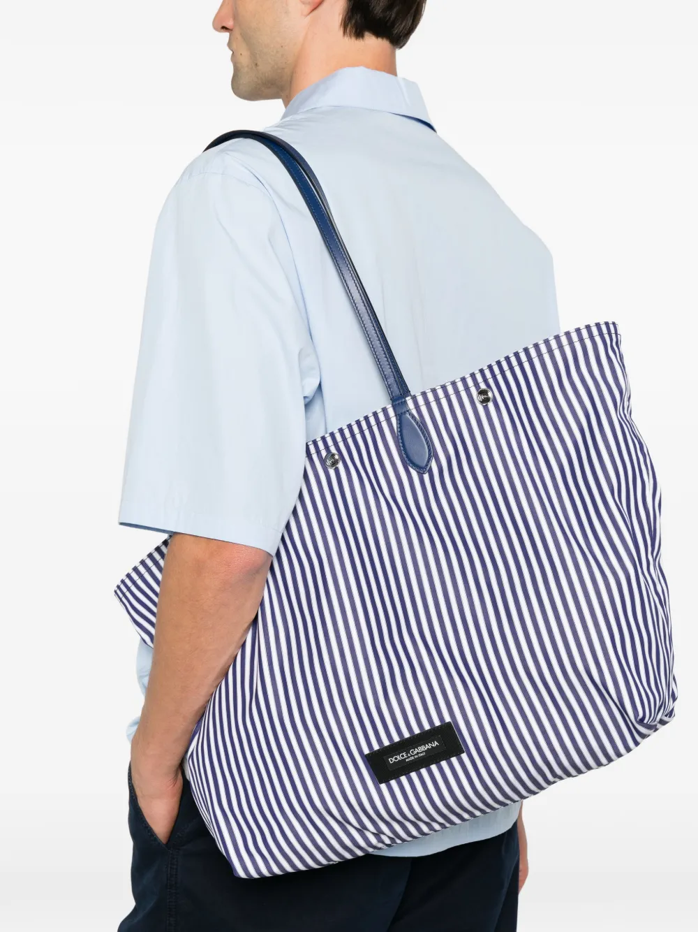 Dolce & Gabbana vertical-stripe tote bag Blauw