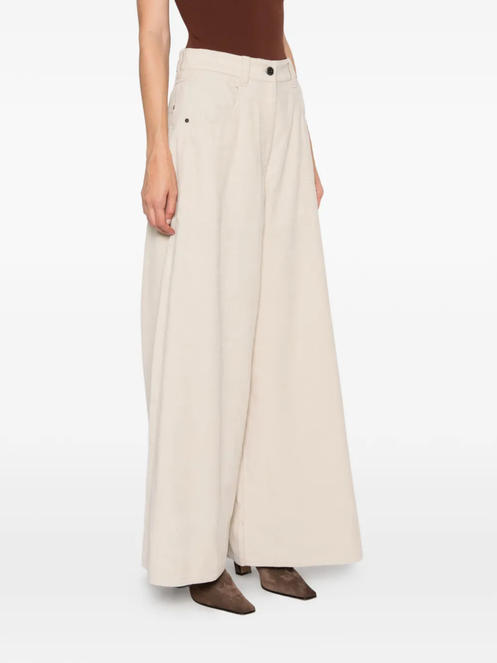 Brunello Cucinelli wide-leg corduroy trousers Beige