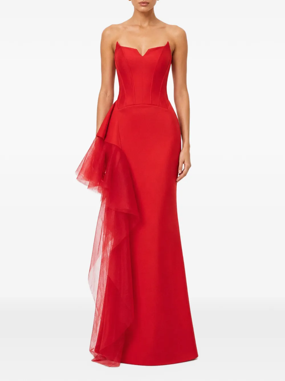 V:PM ATELIER Tulip maxi-jurk met ruches Rood