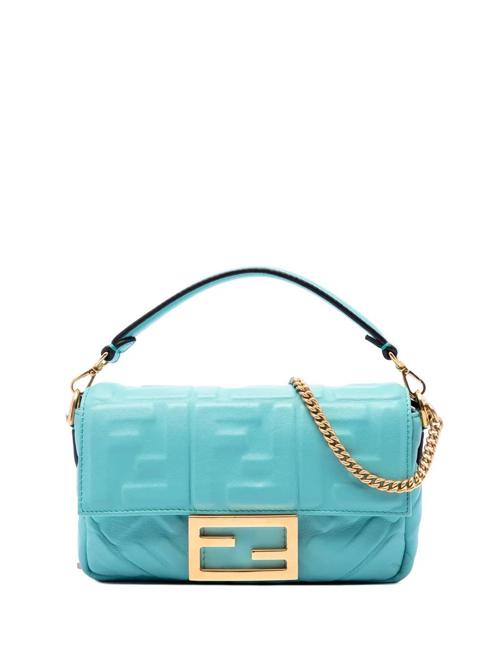 Fendi Pre-Owned 2010-2026 Mini Zucca Embossed Leather Baguette satchel - Blau
