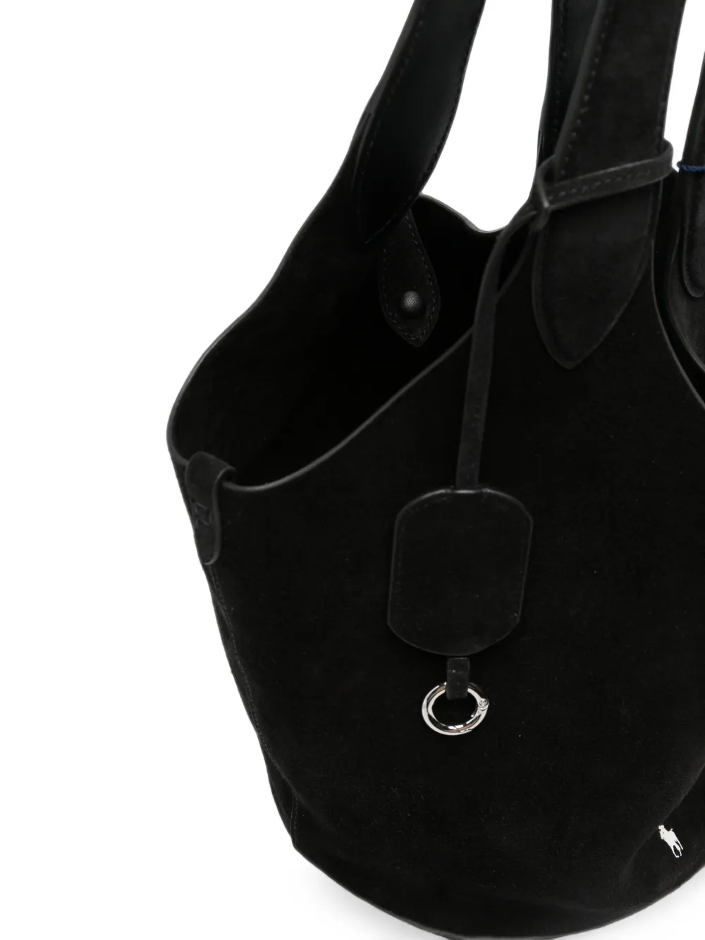 Polo Ralph Lauren logo-embroidered suede tote bag Zwart