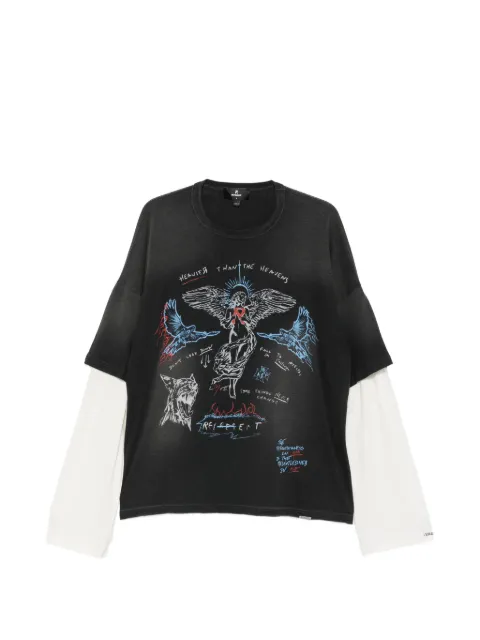 Represent graphic-print layered-sleeve T-shirt