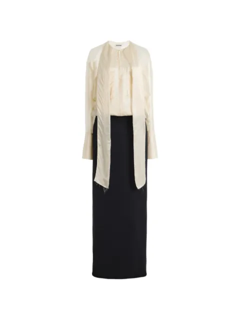DARKPARK Monica two-tone pussy-bow dress