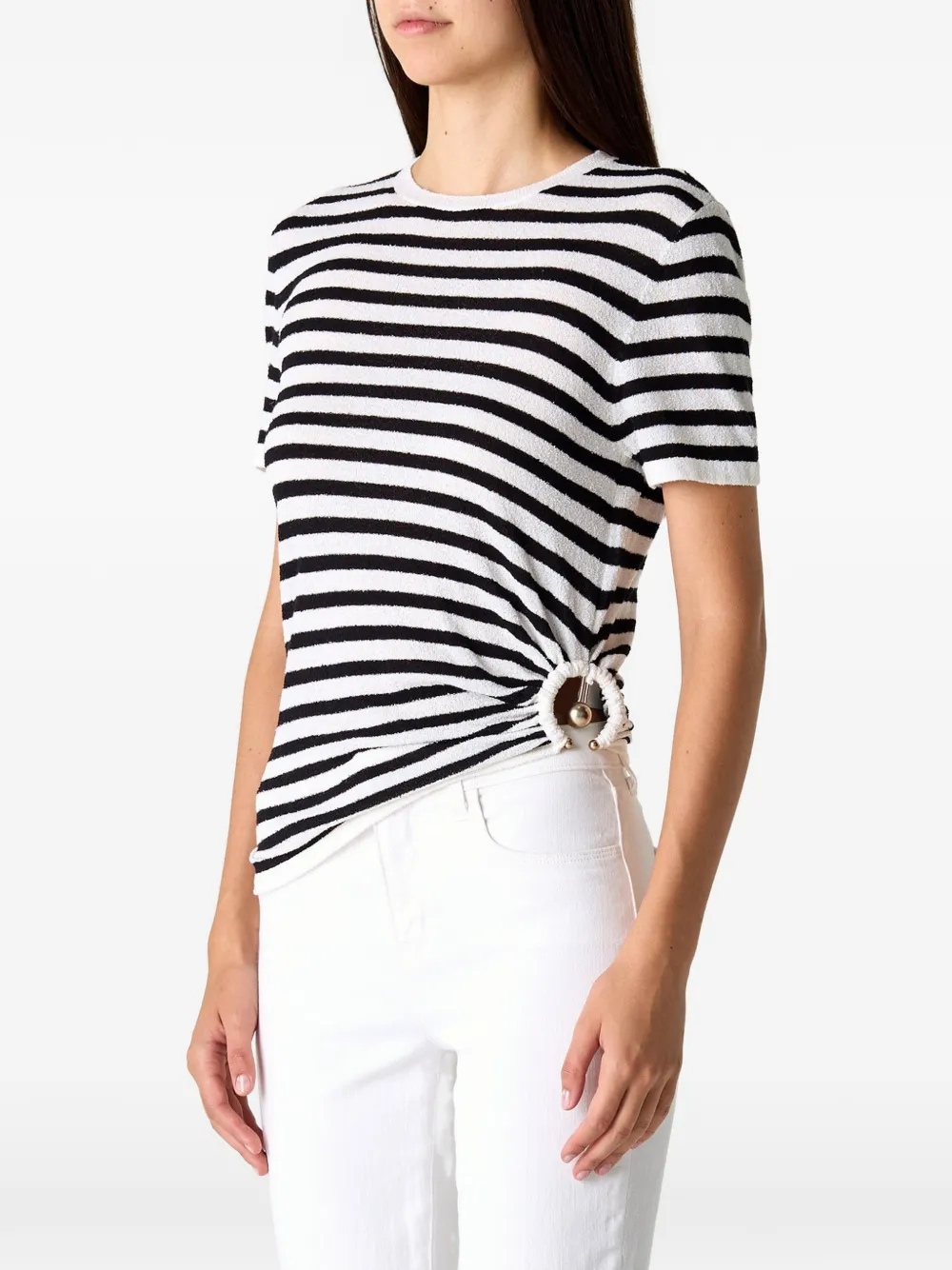 Christopher Esber Orbit gestreept T-shirt met ruches Wit