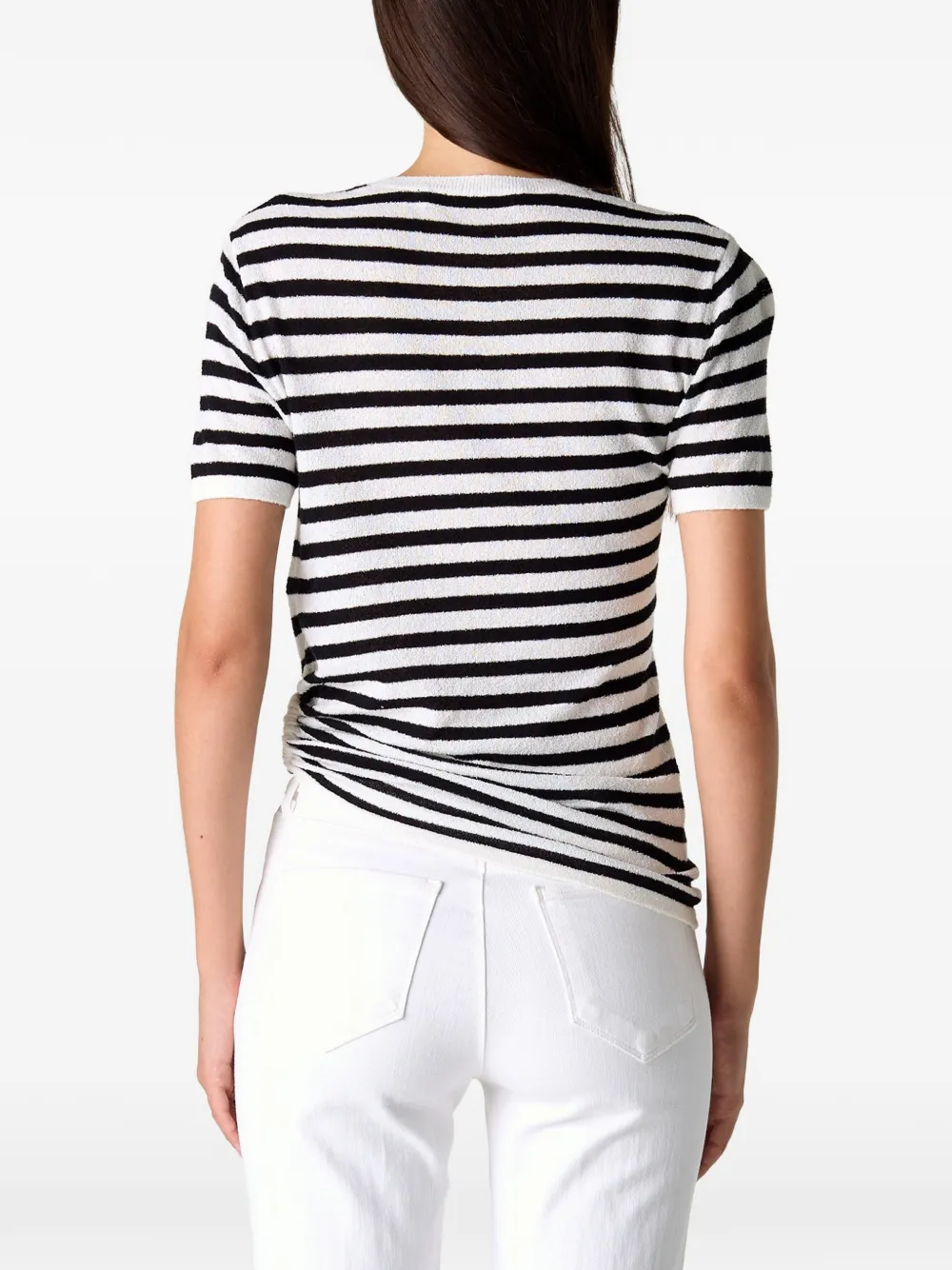 Christopher Esber Orbit gestreept T-shirt met ruches Wit