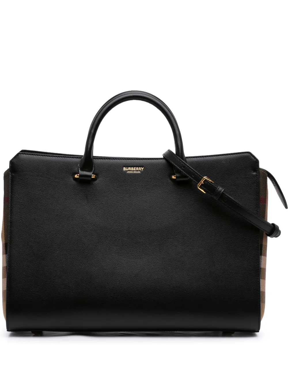 Burberry Pre-Owned 2021-2026 Leather and Mega Check Canvas Banwell satchel - Schwarz