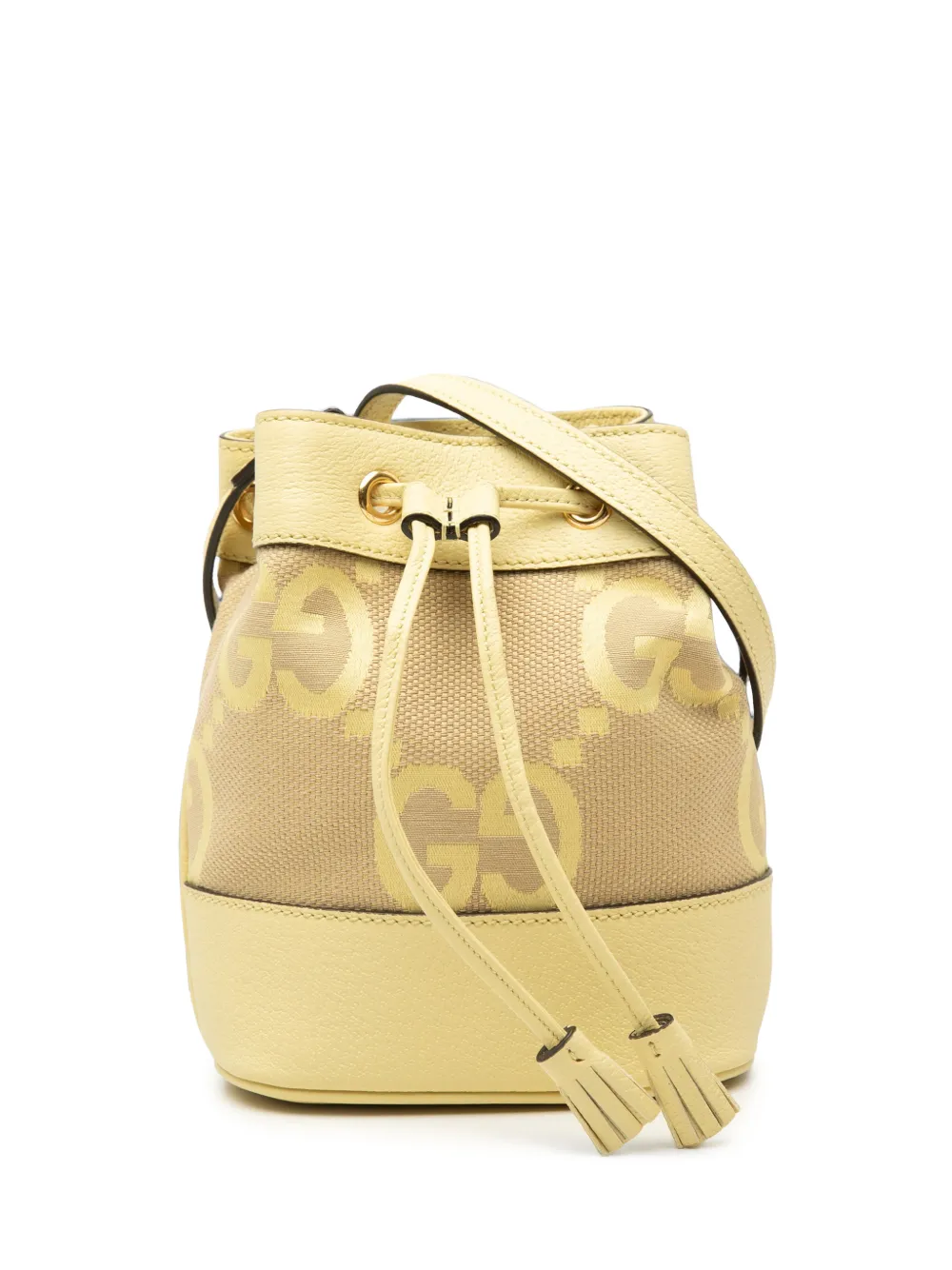Gucci Pre-Owned 2016-2026 Mini Jumbo GG Canvas and Calfskin Ophidia bucket bag - Giallo