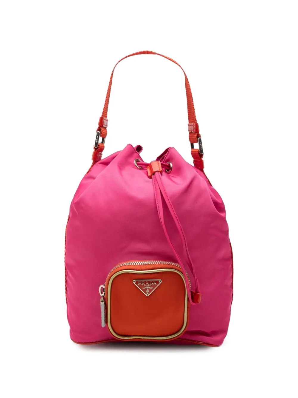 Prada Pre-Owned Borsa a secchiello mini in tessuto bicolore con coulisse 2000-2013 - Rosa