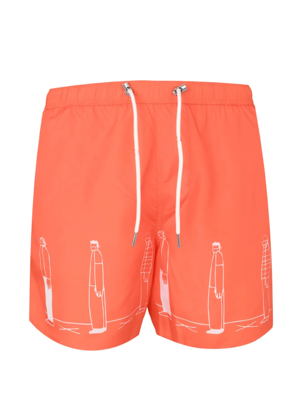 Exit Society Graphic-print Drawstring Swim Shorts In Orange