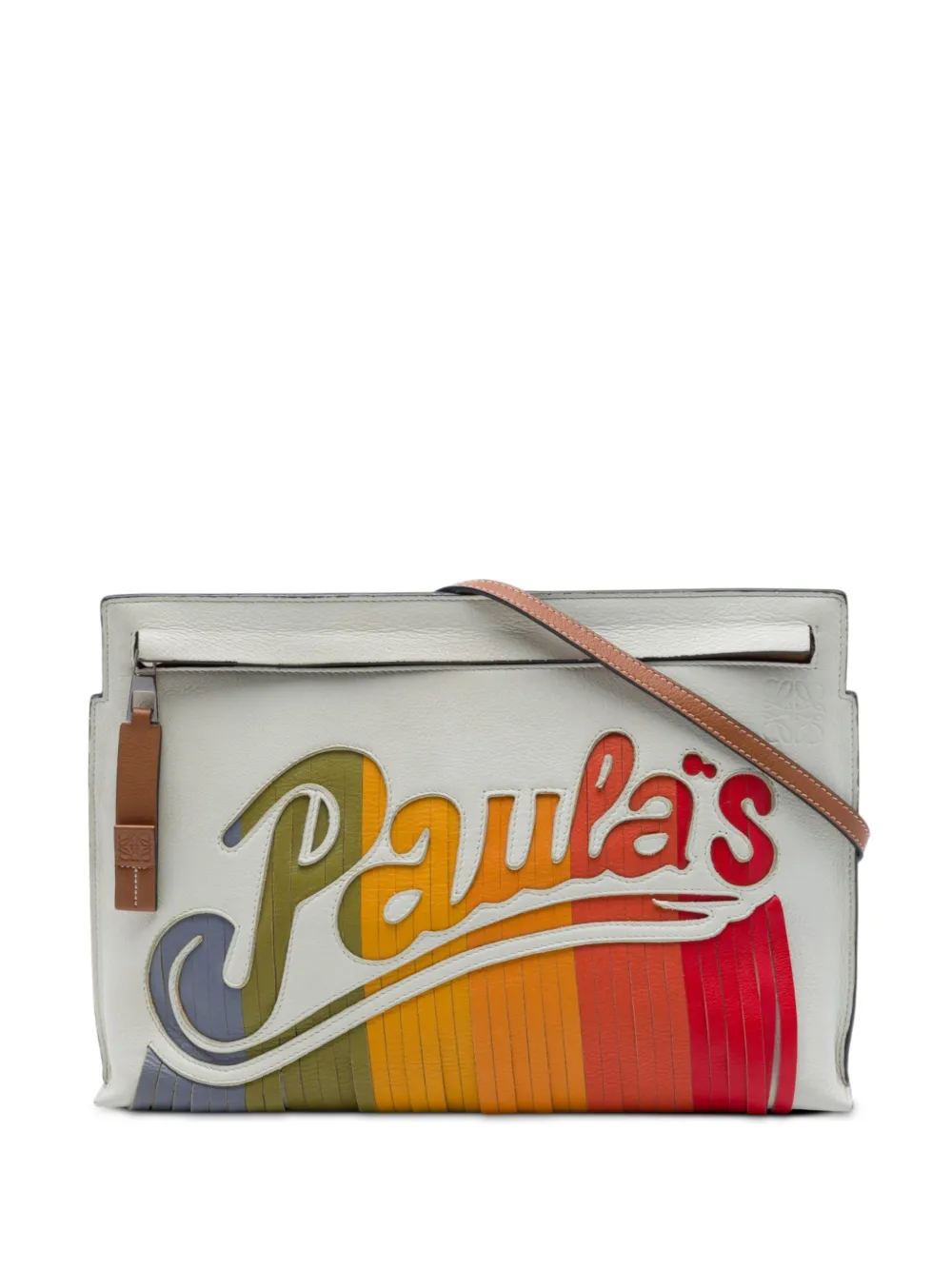 Loewe Pre-Owned 2019 Paulas Ibiza Leather Fringe T Pouch crossbody bag - Weiß