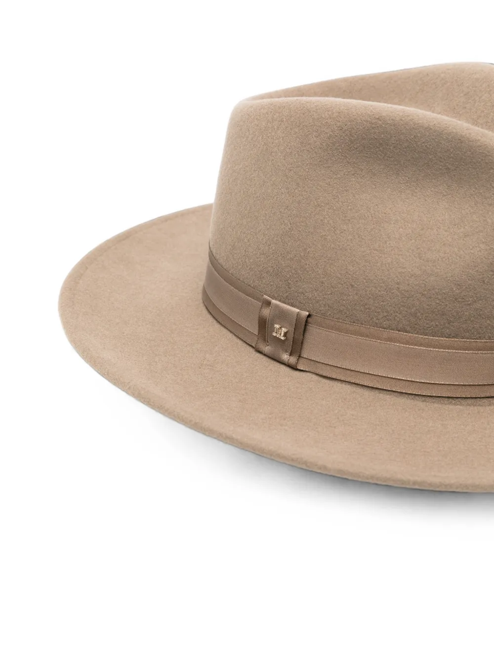 Max Mara Vilten hoed met grosgrain afwerking Beige