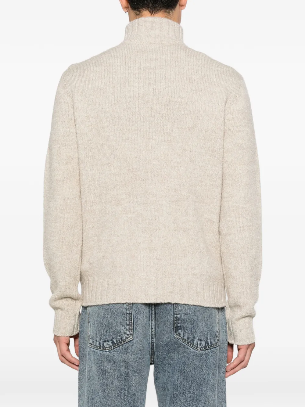 Corneliani Kabelgebreide trui met rits Beige