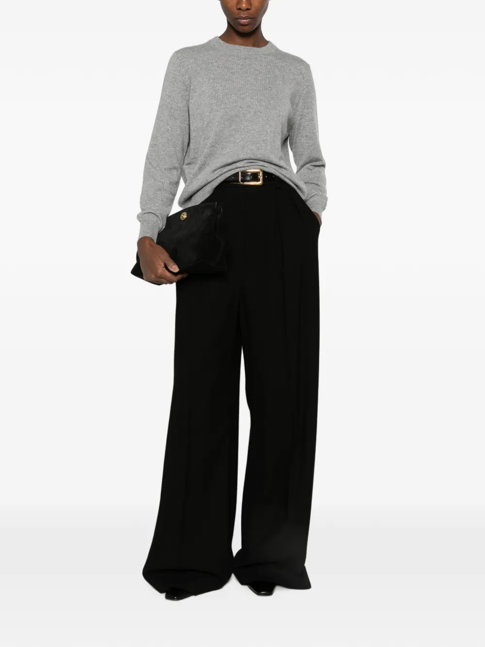 Allude Trui met geribbelde afwerking Grijs