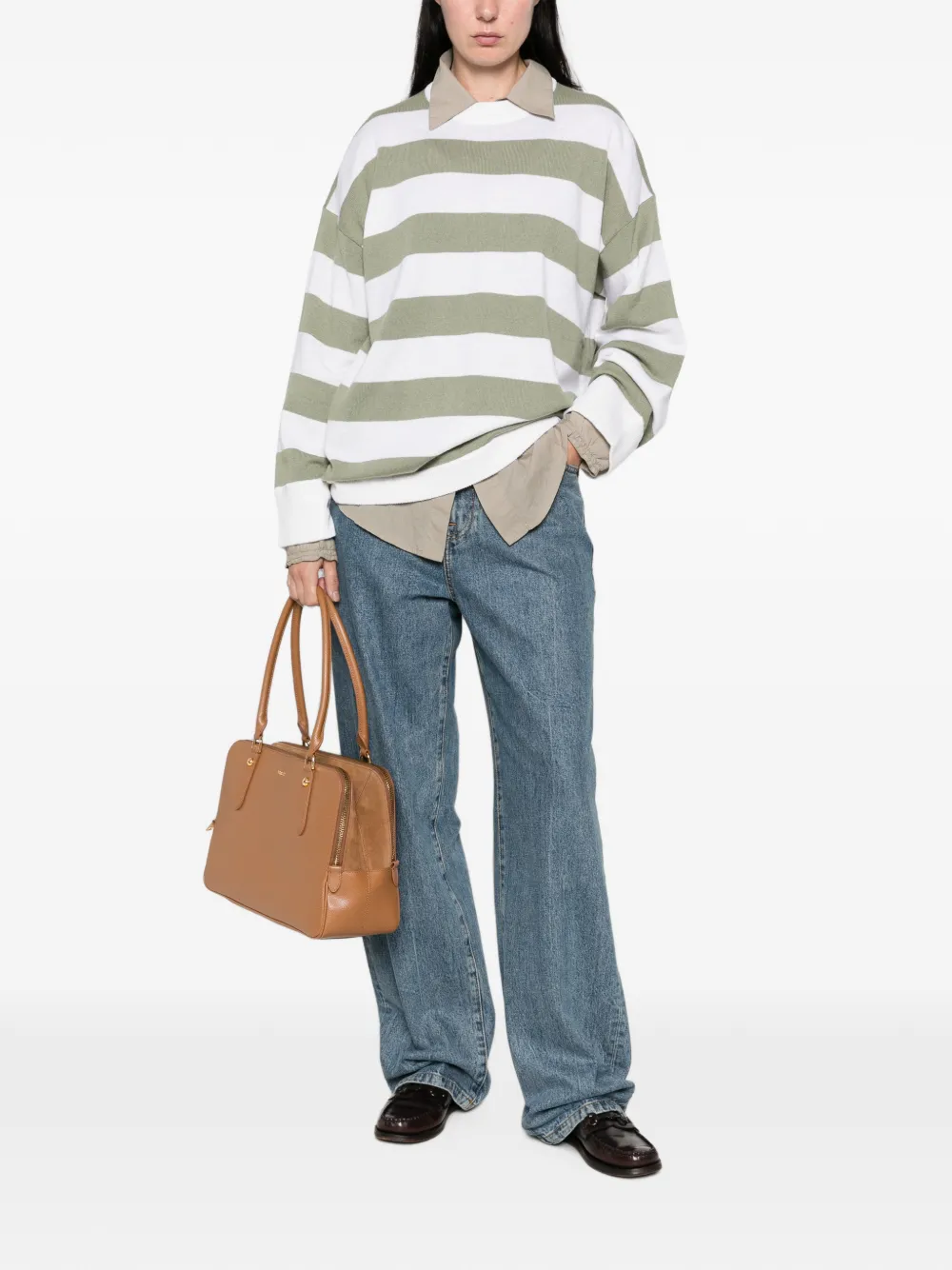 Allude Trui met horizontale streep Groen