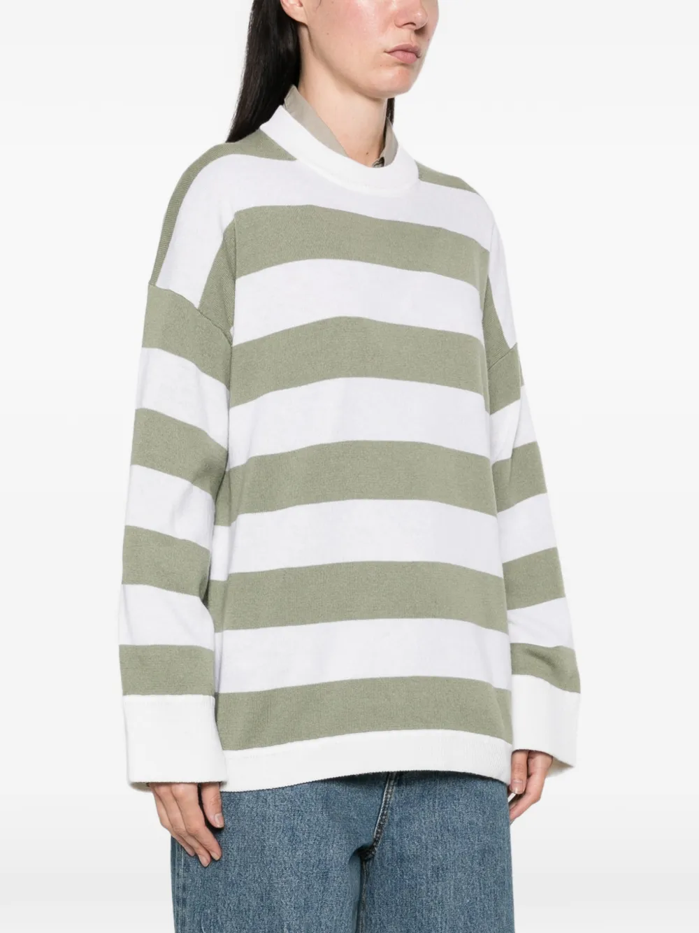 Allude Trui met horizontale streep Groen