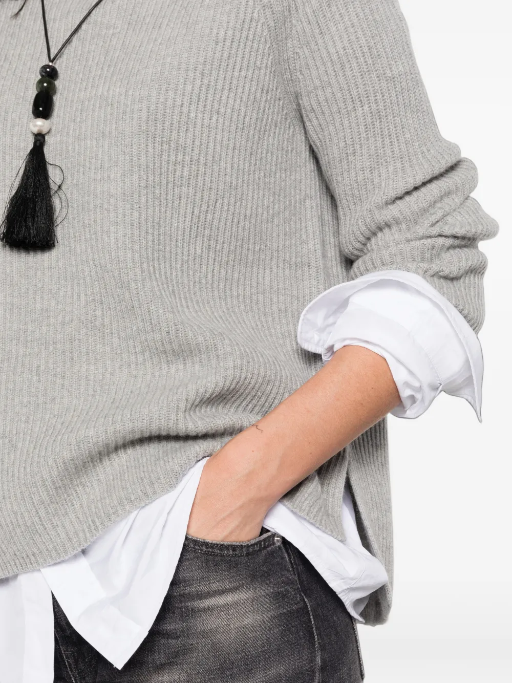 'S Max Mara Ribgebreide trui met raglan mouwen Grijs