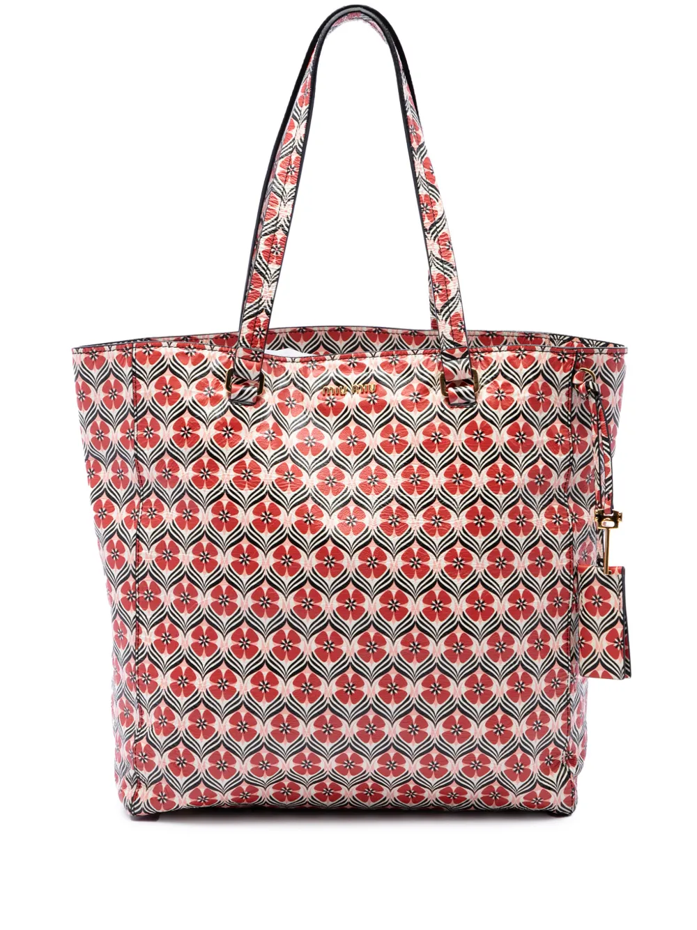 Miu Miu Pre-Owned 2010-2026 Leather Madras Floral tote bag - Red