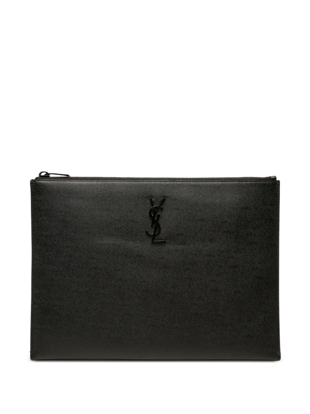 Saint Laurent Pre-Owned 2021 Grain De Poudre Monogram Monochrome iPad Case clutch Zwart