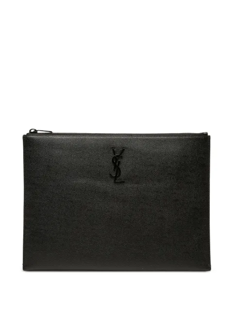 Saint Laurent Pre-Owned 2021 Grain De Poudre Monogram Monochrome iPad Case clutch bag