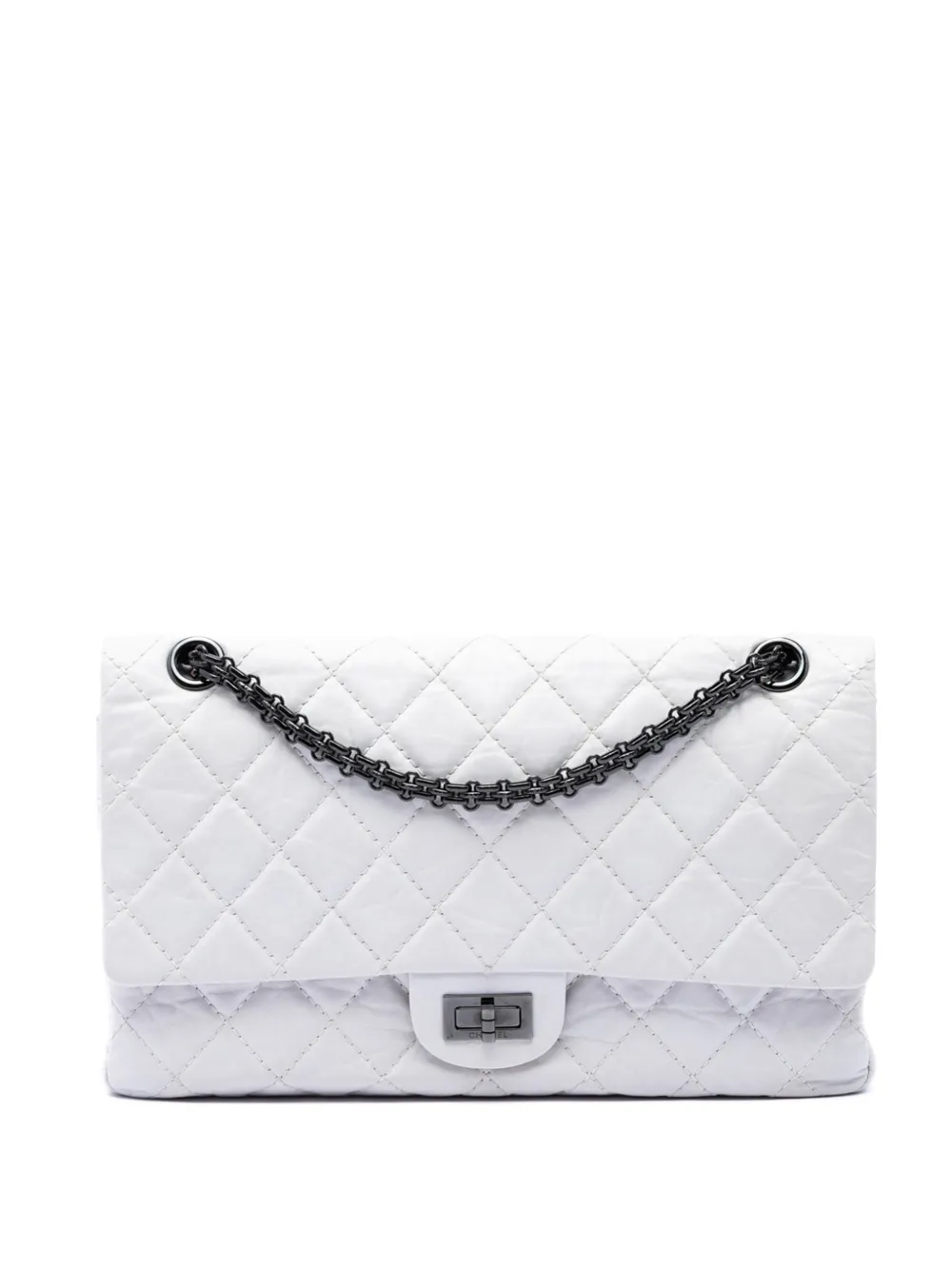 CHANEL Pre-Owned 2008-2009 Quilted Aged Calfskin Reissue 2.55 Double Flap 226 shoulder bag - Bianco