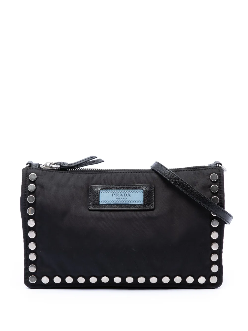 Prada Pre-Owned 1990-2010 Tessuto Studded Etiquette shoulder bag - Nero
