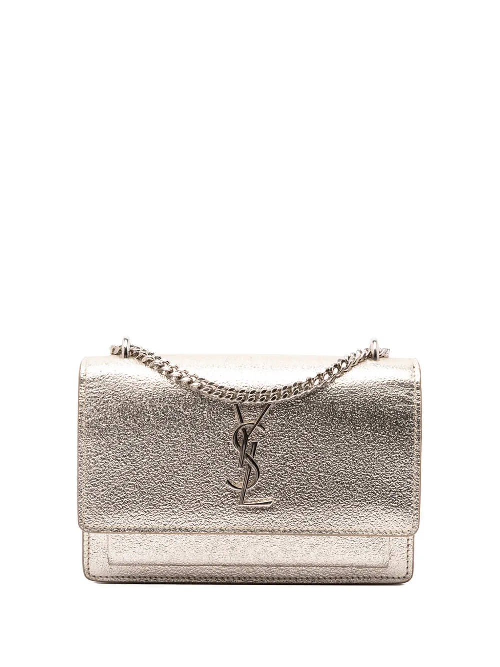 Saint Laurent Pre-Owned 2017 Mini Metallic Calfskin Monogram Sunset Wallet on Chain crossbody bag - Gold