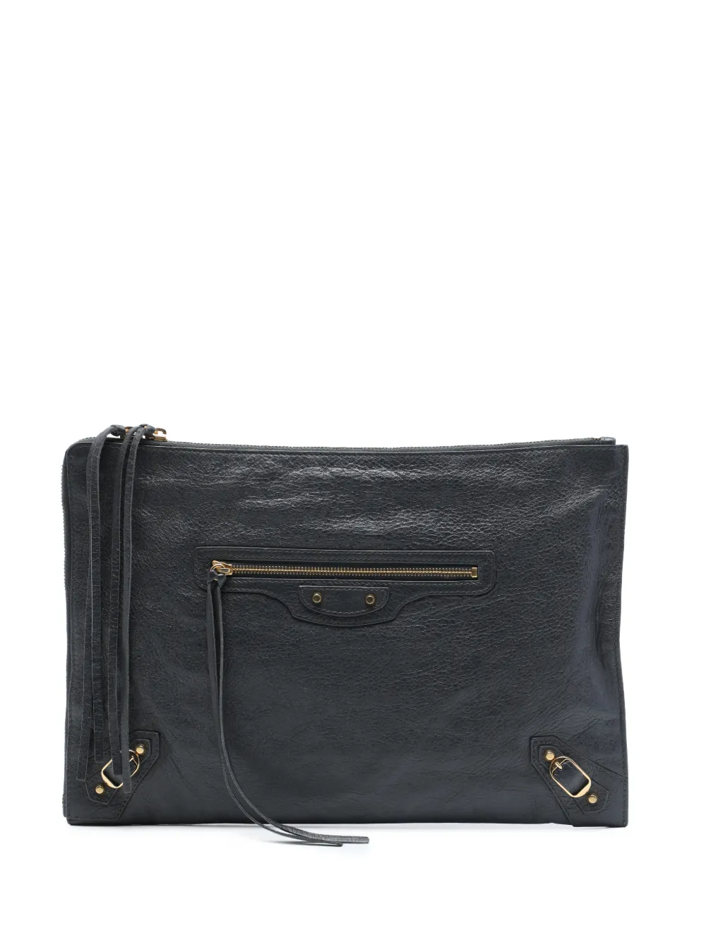 Balenciaga Pre-Owned Clutch Motocross Classic in pelle di agnello con zip 2016 - Grigio