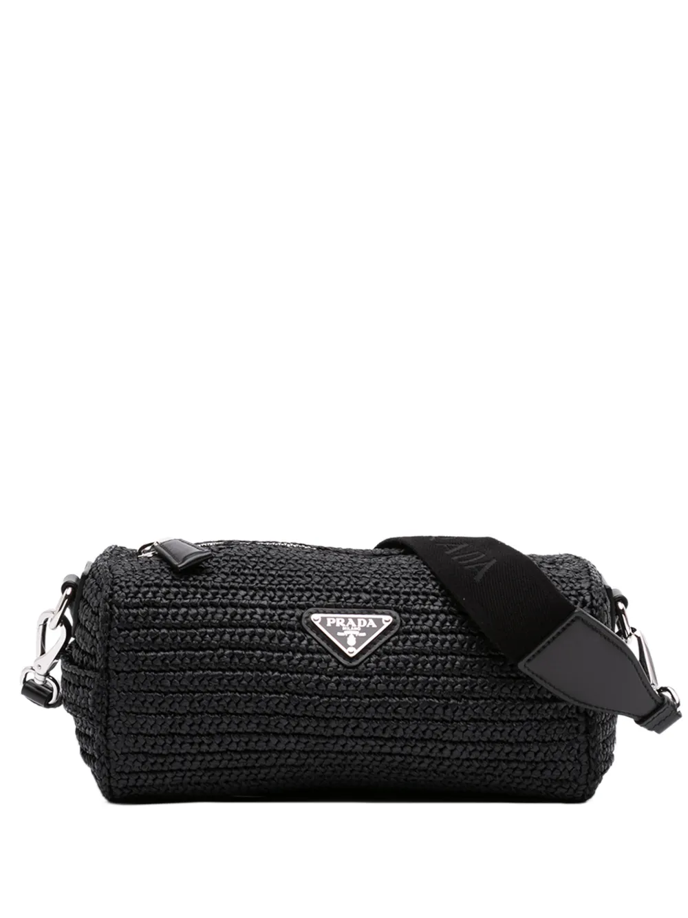 Prada Pre-Owned 2021-2026 Raffia Effect Crochet crossbody bag - Nero