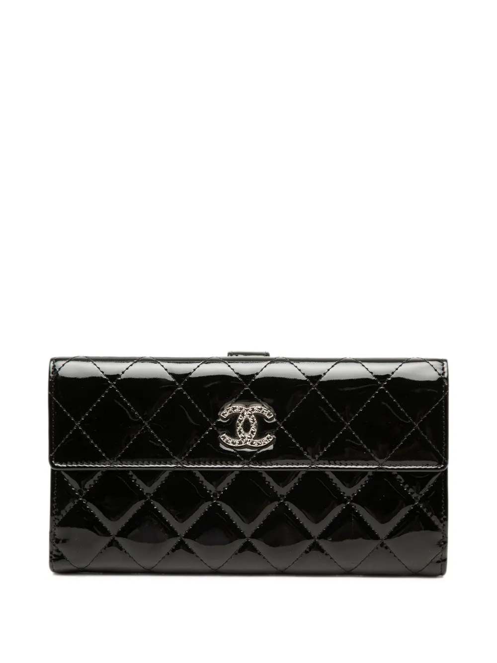CHANEL Pre-Owned 2011 CC Quilted Patent Brilliant Continental Wallet long wallets - Schwarz