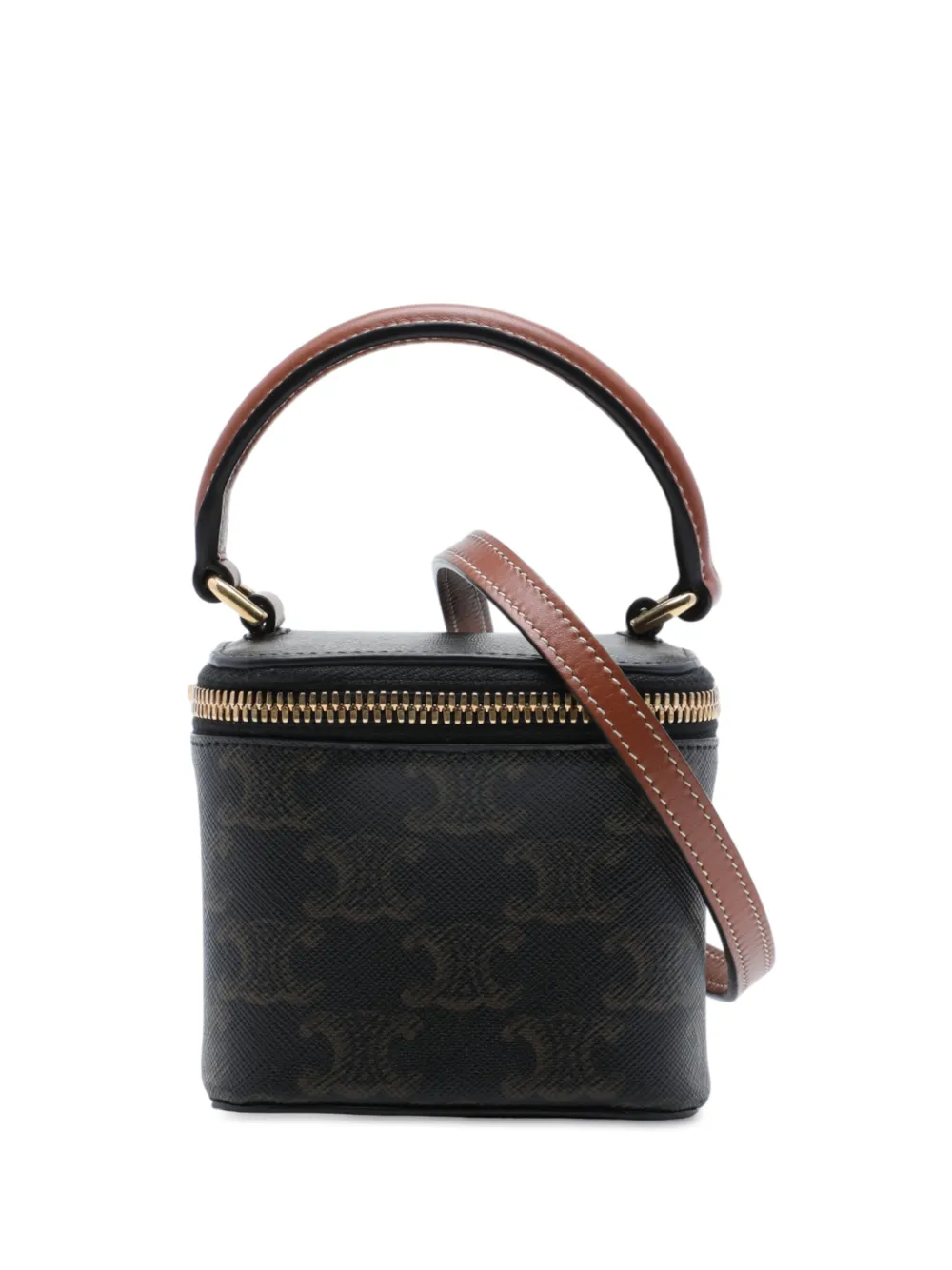 Celine Pre-Owned Borsa a tracolla Triomphe mini in tela cerata 2023 - Marrone