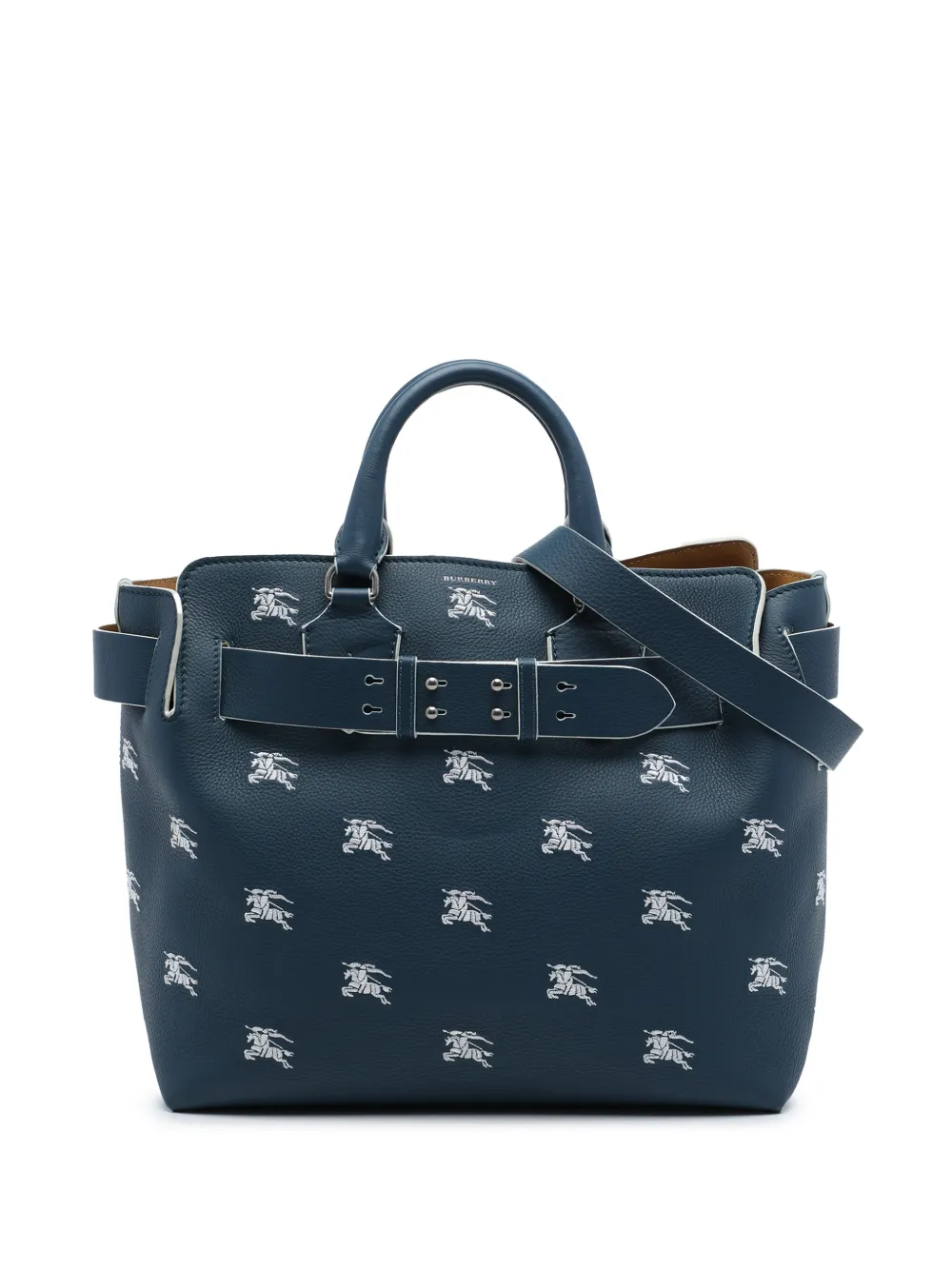 Burberry Pre-Owned Borsa a tracolla Equestrian Knight Marais media in pelle di vitello pieno fiore con ricamo 2018 - Blu