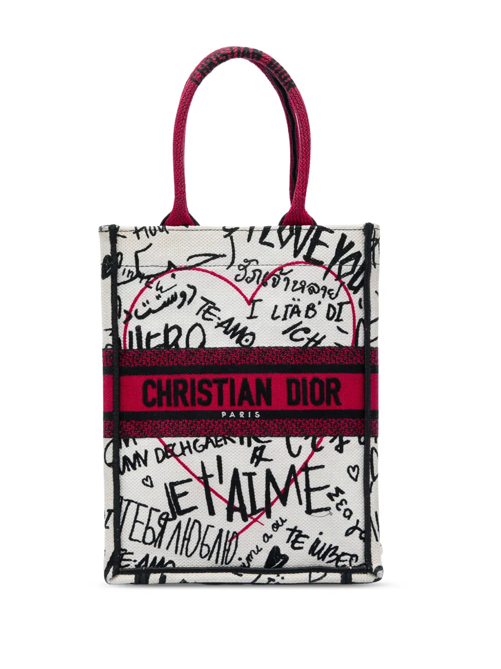 Christian Dior Pre-Owned 2020 DiorAmour Embroidered Canvas Graffiti Vertical Book tote bag - Weiß
