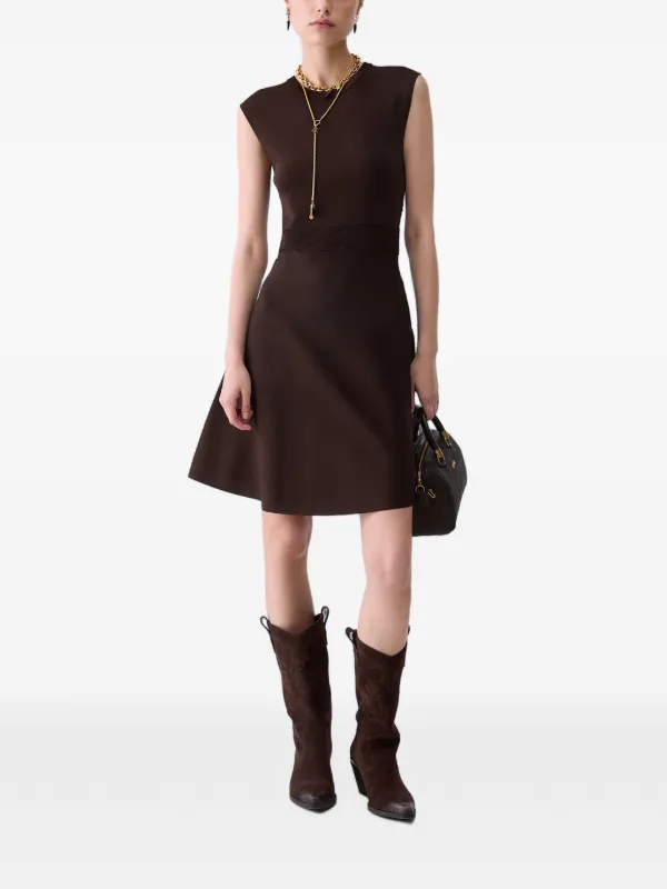 LIU JO Knit Dress With Lace Detail | Brown