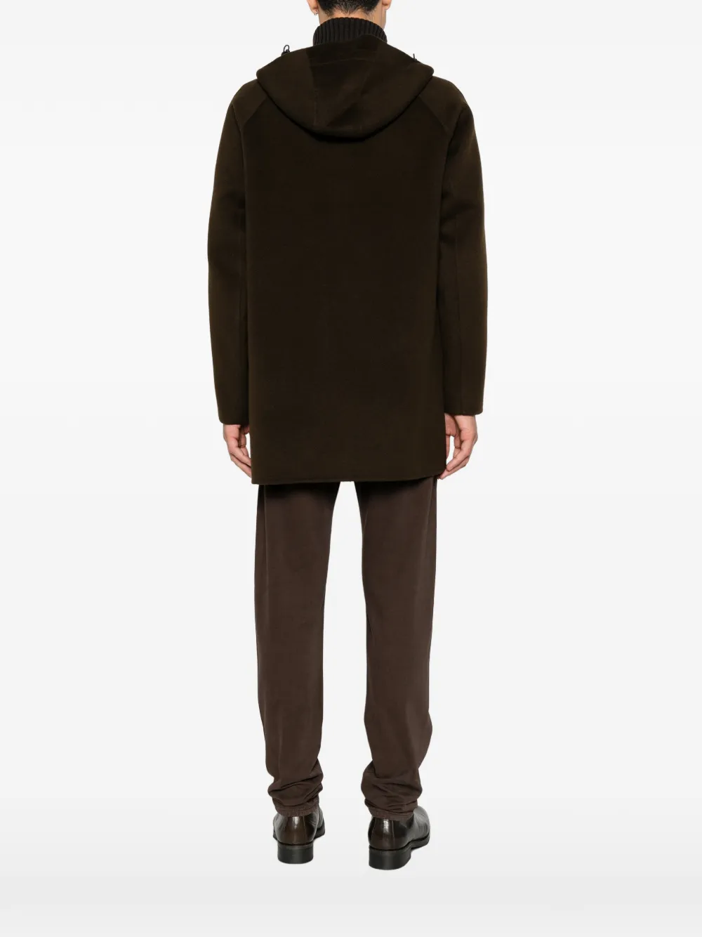 ASPESI Super Doppel hooded zip-up coat Bruin