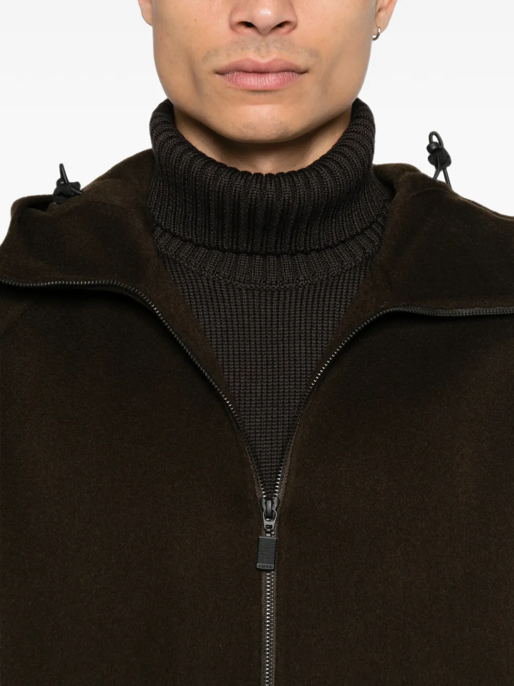 ASPESI Super Doppel hooded zip-up coat Bruin