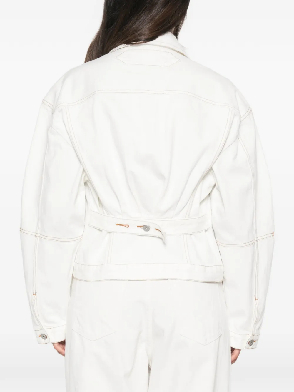 Jacquemus contrast-stitch denim jacket Wit