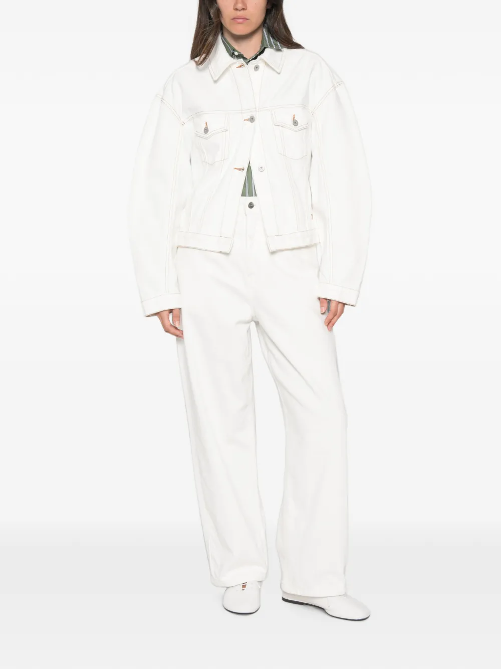 Jacquemus contrast-stitch denim jacket Wit