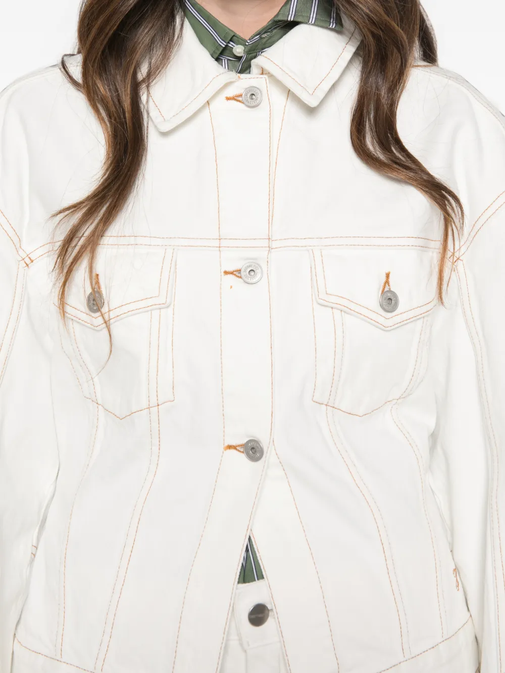 Jacquemus contrast-stitch denim jacket Wit